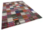Chaput Patchwork Multi Renk Pamuk Üzerine Yün El Dokuma Kilim-238x327 - Görsel 2