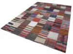 Chaput Patchwork Multi Renk Pamuk Üzerine Yün El Dokuma Kilim-238x327 - Görsel 3
