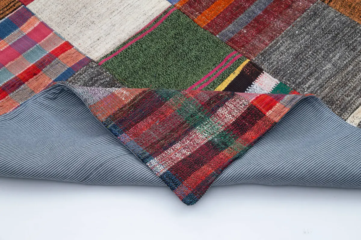 Chaput Patchwork Multi Renk Pamuk Üzerine Yün El Dokuma Kilim-238x327 - Görsel 5