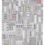 İnce Bez Patchwork Bej Pamuk Üzerine Yün El Dokuma Kilim-244x347