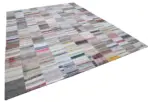 Chaput Patchwork Multi Renk Pamuk Üzerine Yün El Dokuma Kilim-302x402 - Görsel 2