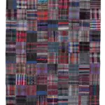 Chaput Patchwork Multi Renk Pamuk Üzerine Yün El Dokuma Kilim-258x352
