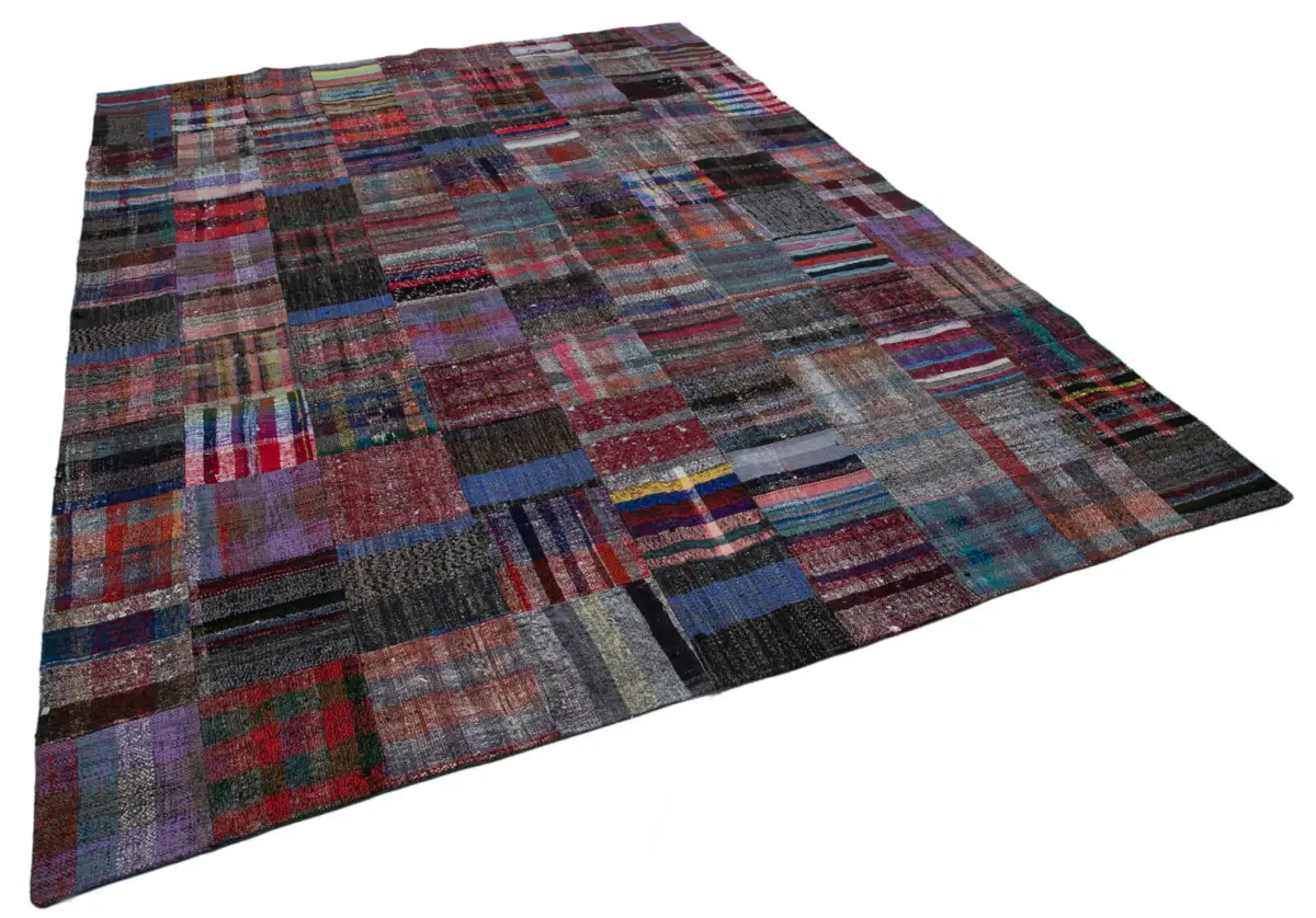 Chaput Patchwork Multi Renk Pamuk Üzerine Yün El Dokuma Kilim-258x352 - Görsel 2