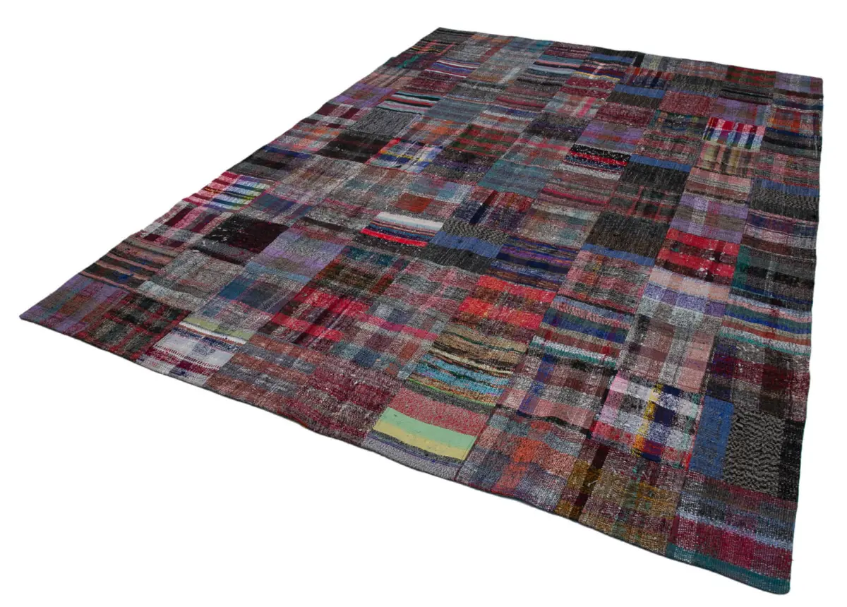 Chaput Patchwork Multi Renk Pamuk Üzerine Yün El Dokuma Kilim-258x352 - Görsel 3