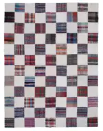 Chaput Patchwork Multi Renk Pamuk Üzerine Yün El Dokuma Kilim-263x355
