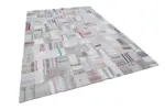 Chaput Patchwork Bej Renk Pamuk Üzerine Yün El Dokuma Kilim-250x367 - Görsel 2