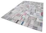 Chaput Patchwork Bej Renk Pamuk Üzerine Yün El Dokuma Kilim-250x367 - Görsel 3