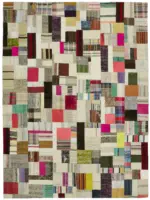 Chaput Patchwork Multi Renk Pamuk Üzerine Yün El Dokuma Kilim-275x362