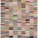 Chaput Patchwork Multi Renk Pamuk Üzerine Yün El Dokuma Kilim-271x352