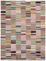 Chaput Patchwork Multi Renk Pamuk Üzerine Yün El Dokuma Kilim-271x352