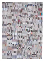 Chaput Patchwork Multi Renk Pamuk Üzerine Yün El Dokuma Kilim-281x396