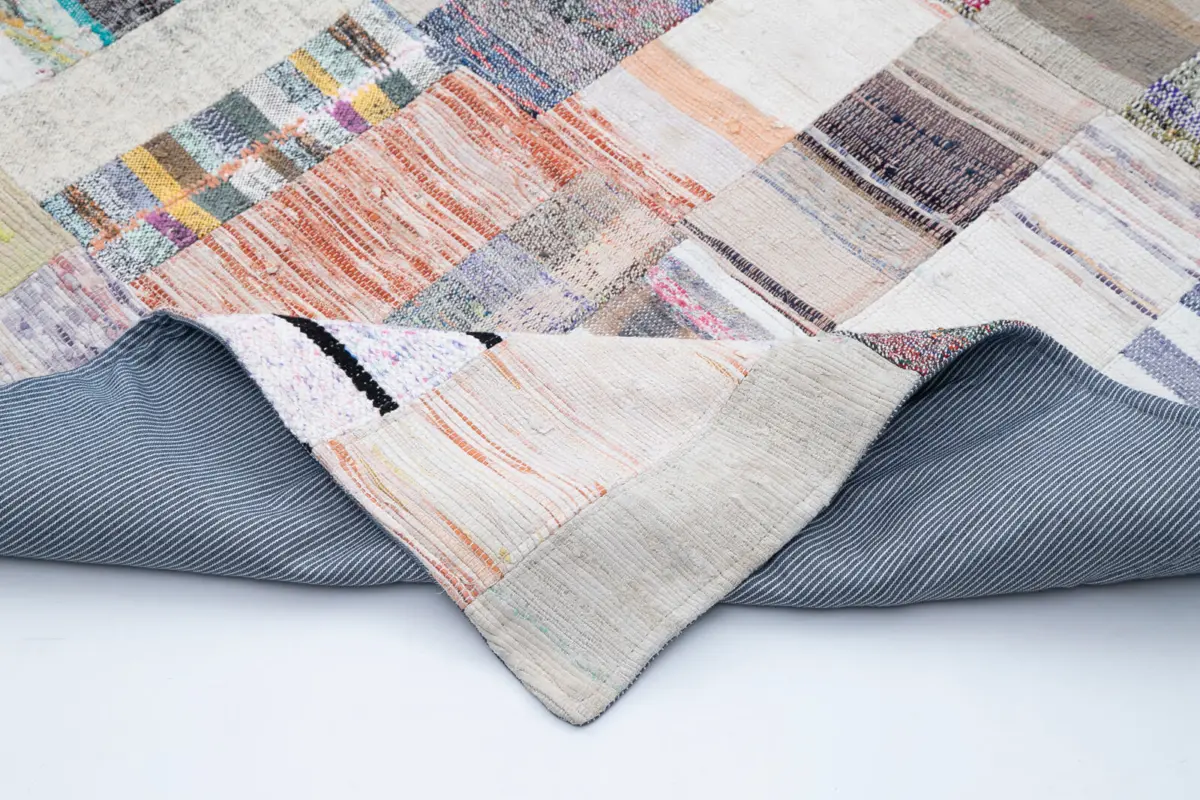 Chaput Patchwork Multi Renk Pamuk Üzerine Yün El Dokuma Kilim-281x396 - Görsel 5