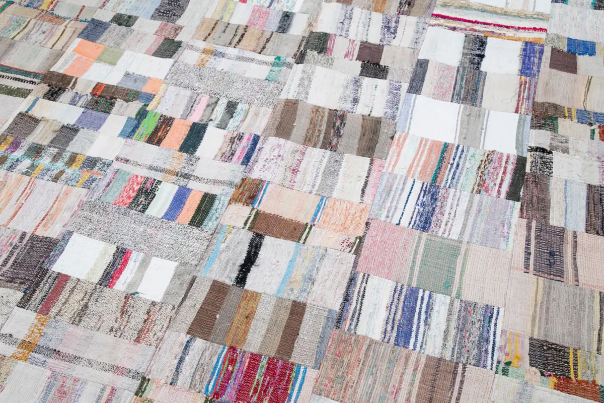 Chaput Patchwork Multi Renk Pamuk Üzerine Yün El Dokuma Kilim-281x396 - Görsel 6