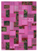 Chaput Patchwork Pembe Renk Pamuk Üzerine Yün El Dokuma Kilim-171x236