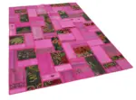 Chaput Patchwork Pembe Renk Pamuk Üzerine Yün El Dokuma Kilim-171x236 - Görsel 2
