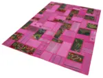 Chaput Patchwork Pembe Renk Pamuk Üzerine Yün El Dokuma Kilim-171x236 - Görsel 3
