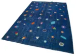 Patchwork Mavi Pamuk Üzerine Yün El Dokuma Kilim-171x271 - Görsel 3