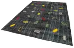 Patchwork Siyah Pamuk Üzerine Yün El Dokuma Kilim-220x301 - Görsel 3