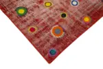 Patchwork Kırmızı Pamuk Üzerine Yün El Dokuma Kilim-179x214 - Görsel 4