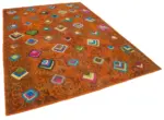 Patchwork Turuncu Pamuk Üzerine Yün El Dokuma Kilim-208x292 - Görsel 2