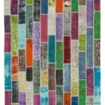 Patchwork Multi Pamuk Üzerine Yün El Dokuma Kilim-183x246
