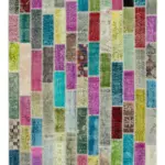 Patchwork Multi Pamuk Üzerine Yün El Dokuma Kilim-178x230