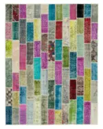 Patchwork Multi Pamuk Üzerine Yün El Dokuma Kilim-178x230