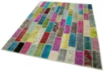 Patchwork Multi Pamuk Üzerine Yün El Dokuma Kilim-178x230 - Görsel 3