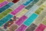 Patchwork Multi Pamuk Üzerine Yün El Dokuma Kilim-178x230 - Görsel 5