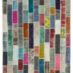 Patchwork Multi Pamuk Üzerine Yün El Dokuma Kilim-187x250
