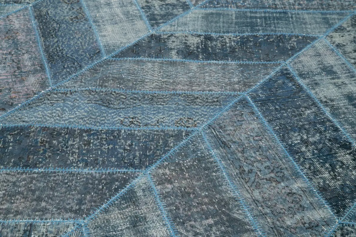 Patchwork Mavi Pamuk Üzerine Yün El Dokuma Kilim-279x371 - Görsel 5