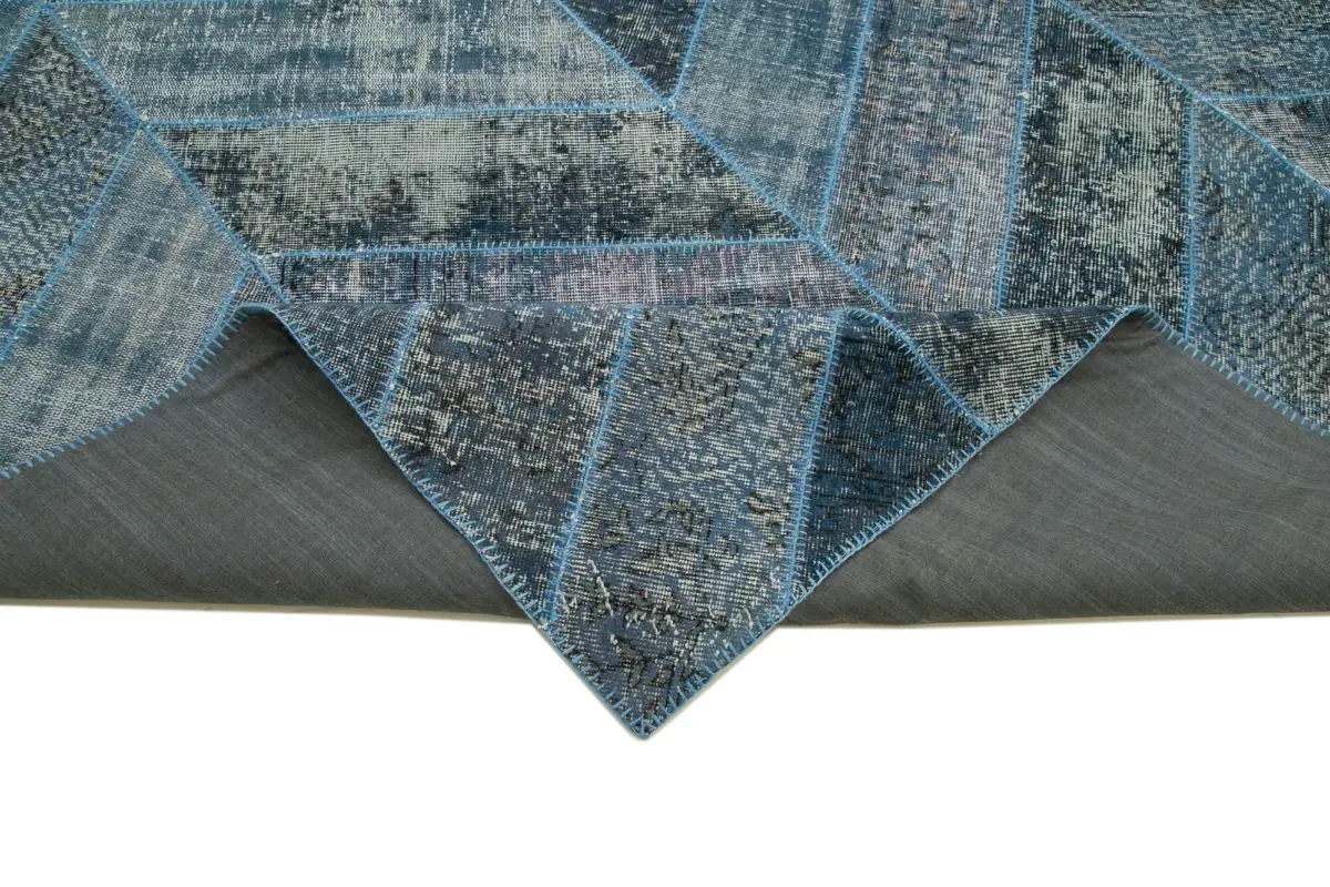 Patchwork Mavi Pamuk Üzerine Yün El Dokuma Kilim-279x371 - Görsel 6