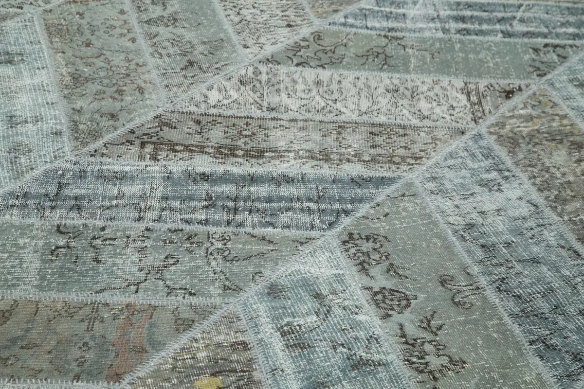 Patchwork Gri Pamuk Üzerine Yün El Dokuma Kilim-278x377 - Görsel 5