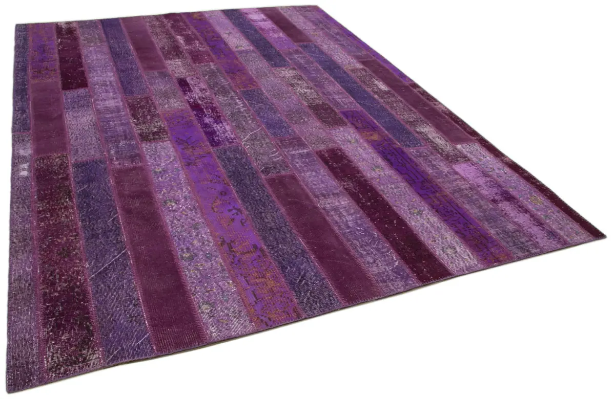 Patchwork Mor Pamuk Üzerine Yün El Dokuma Kilim-247x308 - Görsel 2