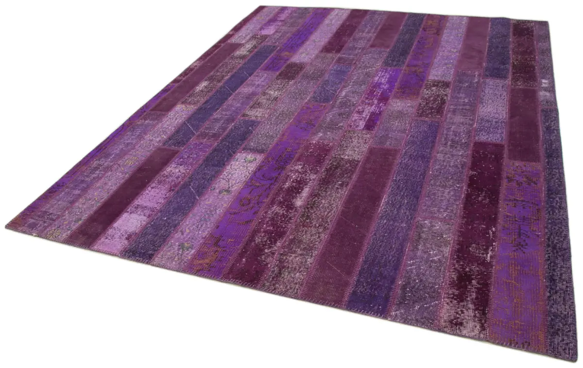 Patchwork Mor Pamuk Üzerine Yün El Dokuma Kilim-247x308 - Görsel 3