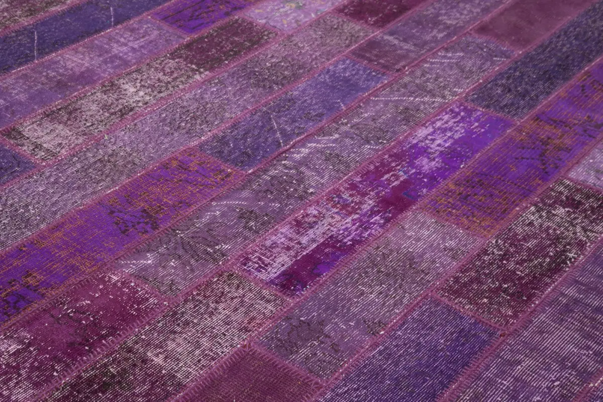 Patchwork Mor Pamuk Üzerine Yün El Dokuma Kilim-247x308 - Görsel 5