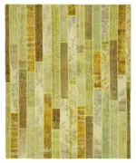 Patchwork Sarı Pamuk Üzerine Yün El Dokuma Kilim-248x305