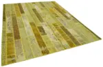 Patchwork Sarı Pamuk Üzerine Yün El Dokuma Kilim-248x305 - Görsel 2