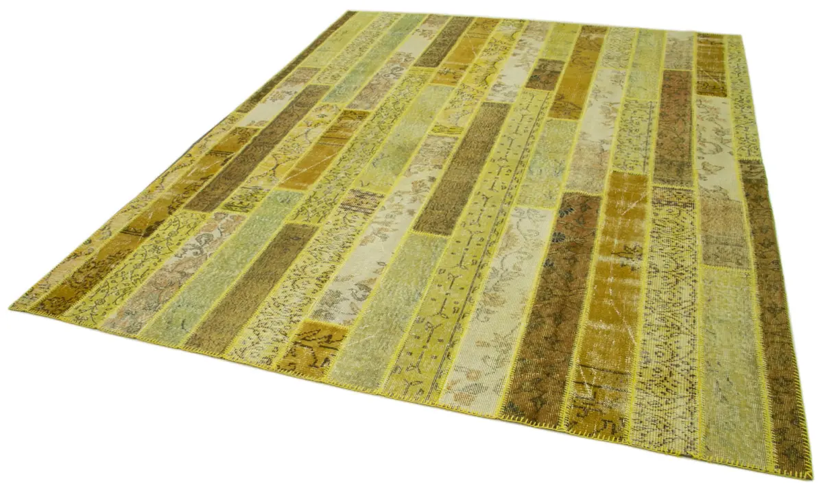 Patchwork Sarı Pamuk Üzerine Yün El Dokuma Kilim-248x305 - Görsel 3