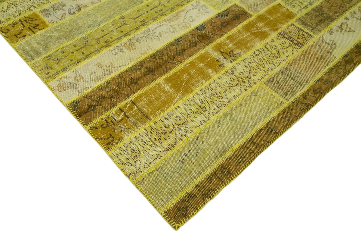 Patchwork Sarı Pamuk Üzerine Yün El Dokuma Kilim-248x305 - Görsel 4