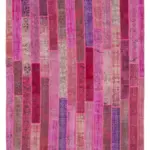 Patchwork Pembe Pamuk Üzerine Yün El Dokuma Kilim-252x308