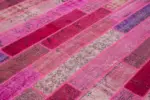 Patchwork Pembe Pamuk Üzerine Yün El Dokuma Kilim-252x308 - Görsel 5