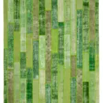 Patchwork Yeşil Pamuk Üzerine Yün El Dokuma Kilim-247x308