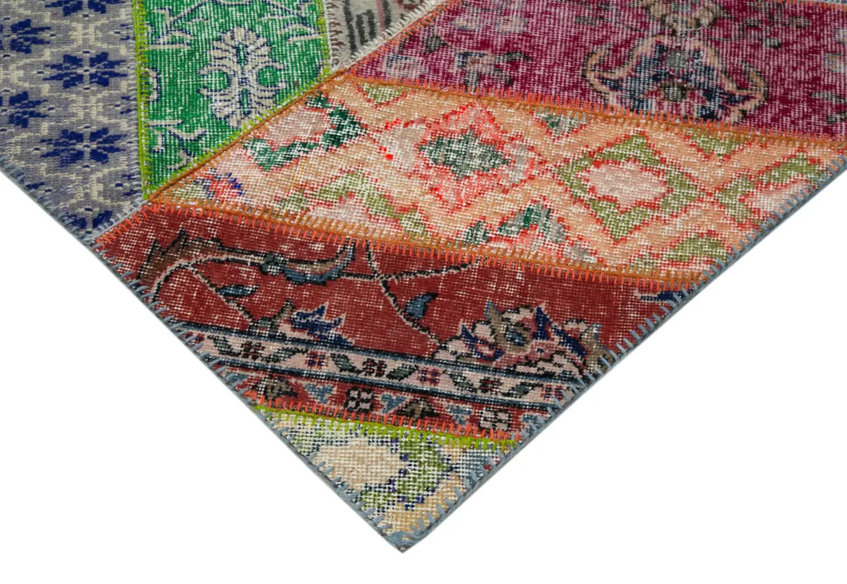 Patchwork Multi Pamuk Üzerine Yün El Dokuma Kilim-248x309 - Görsel 4