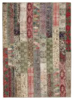 Patchwork Multi Pamuk Üzerine Yün El Dokuma Kilim-170x238