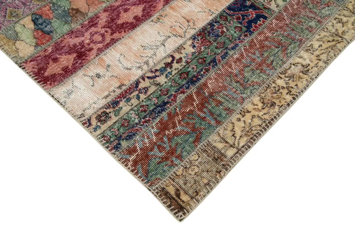 Patchwork Multi Pamuk Üzerine Yün El Dokuma Kilim-170x238 - Görsel 4