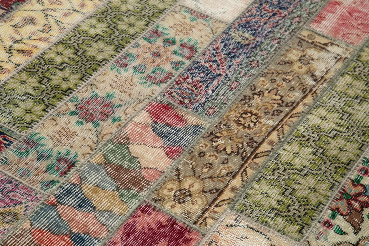 Patchwork Multi Pamuk Üzerine Yün El Dokuma Kilim-170x238 - Görsel 5