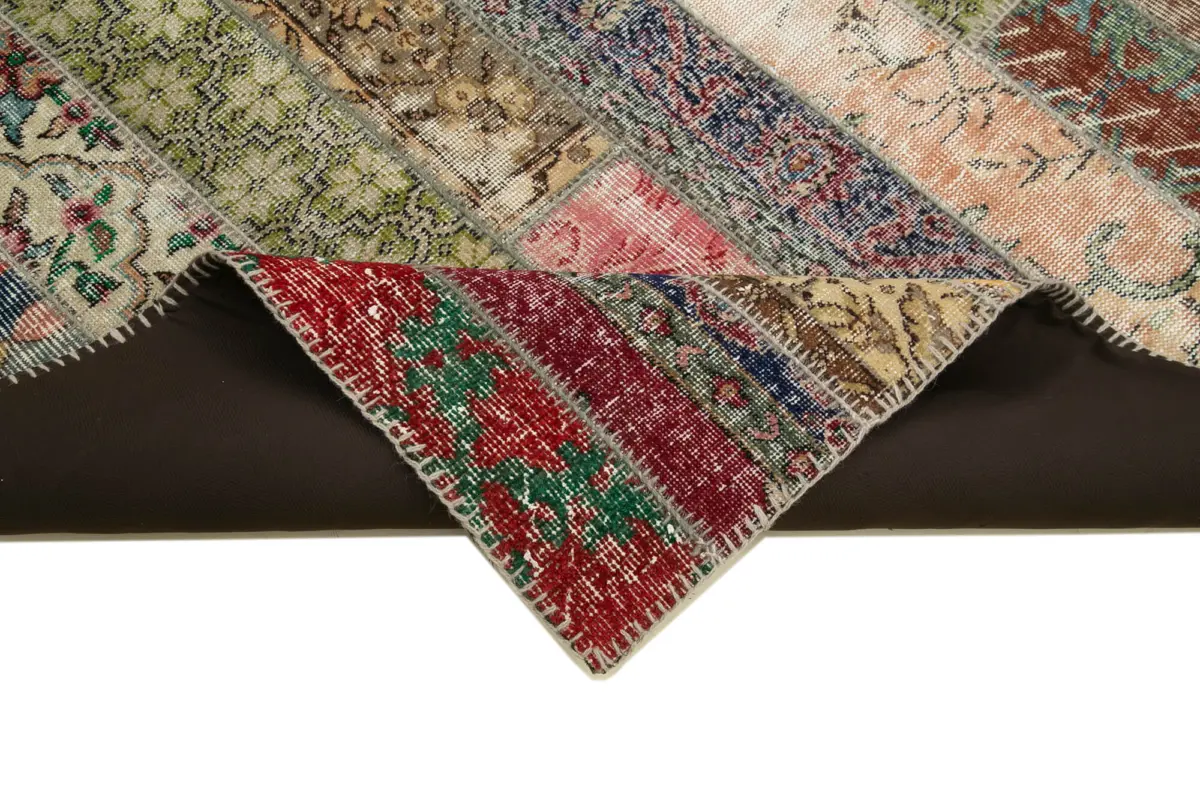 Patchwork Multi Pamuk Üzerine Yün El Dokuma Kilim-170x238 - Görsel 6