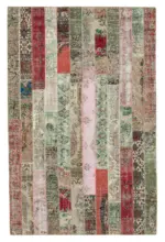 Patchwork Multi Pamuk Üzerine Yün El Dokuma Kilim-202x308