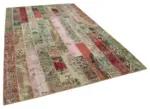 Patchwork Multi Pamuk Üzerine Yün El Dokuma Kilim-202x308 - Görsel 2